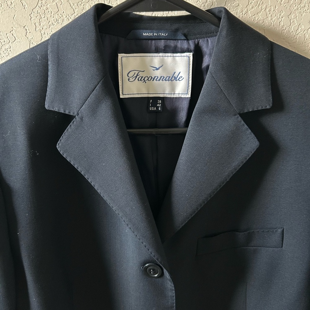 Faconnable Women’s Black Blazer Three-Button Notched Lapel Collar Size 6 - Picture 4 of 13